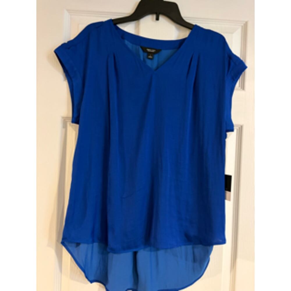 NWT Simply Vera Vera Wang Blue Dressy Top Cuffed Sleeves L